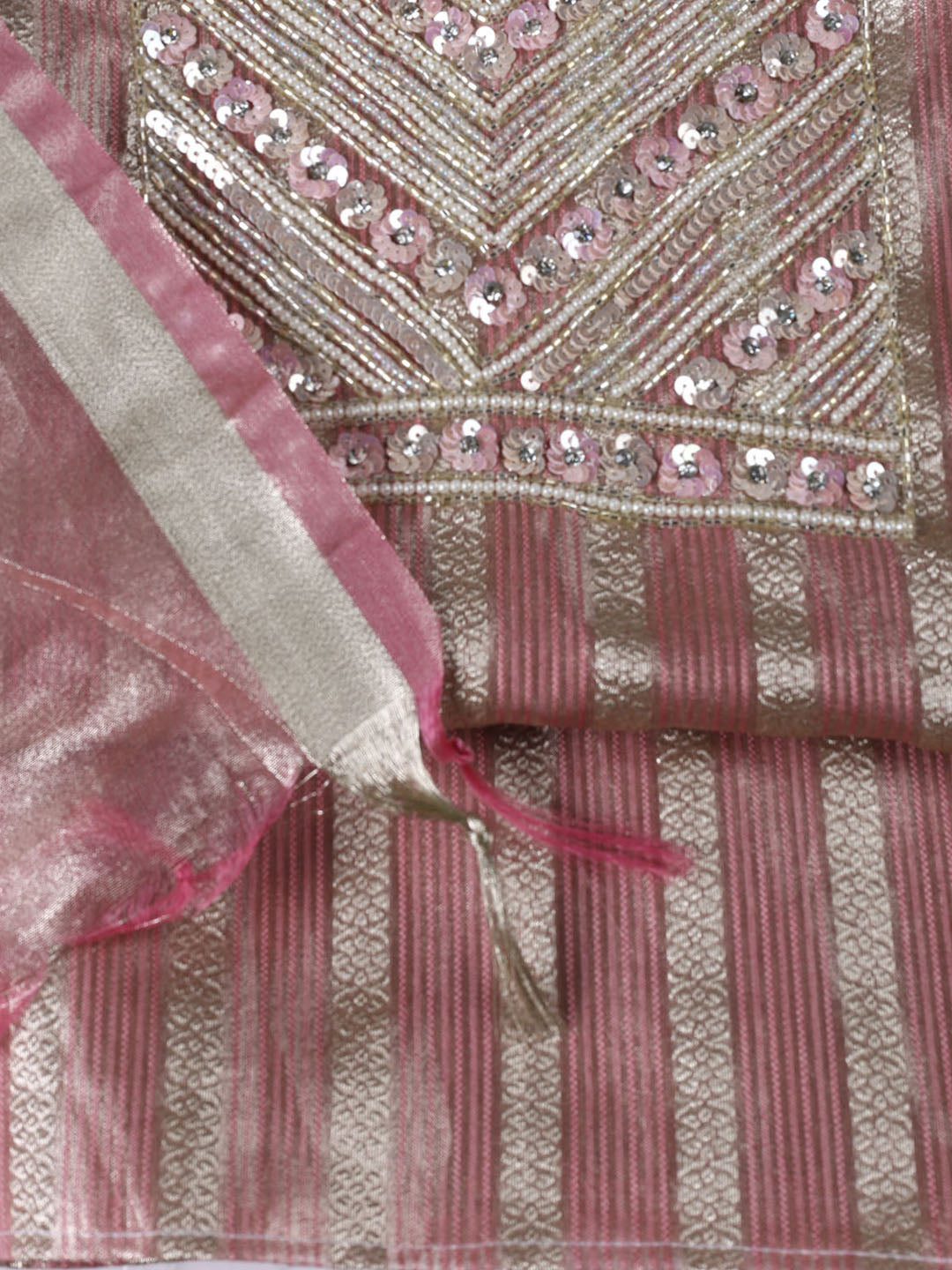Neck Embroidered Tissue Unstitched Suit With Dupatta