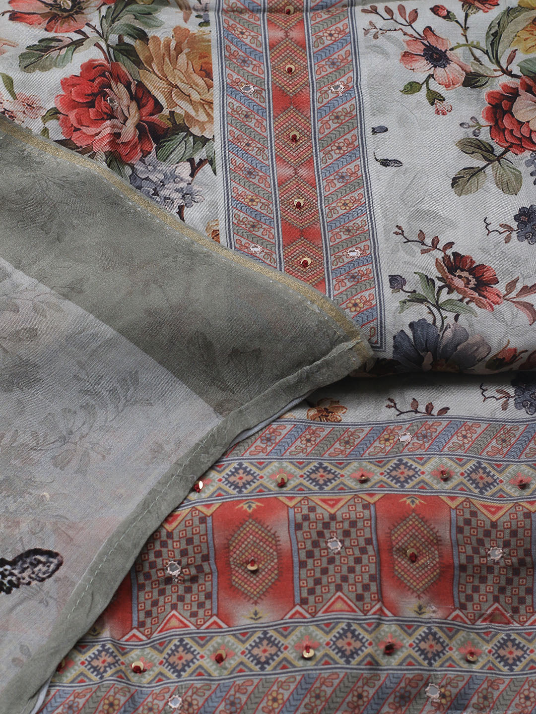 Printed Muslin Unstitched Suit With Dupatta
