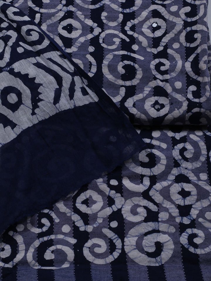 Printed Cotton Blend Unstitched Suit With Dupatta