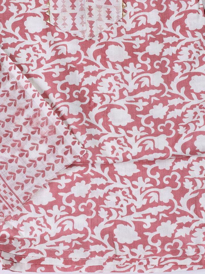 Printed Cotton Blend Unstitched Suit With Dupatta