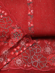 Embroidered Chinon Unstitched Suit With Dupatta