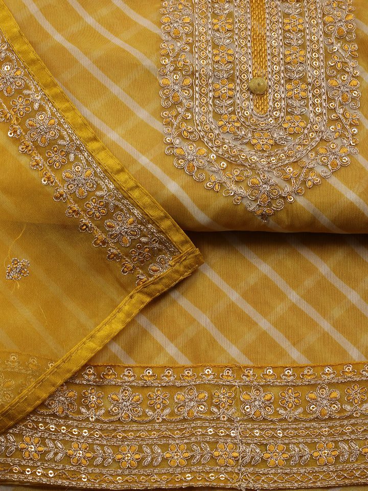 Neck Embroidered Organza Unstitched Suit With Dupatta