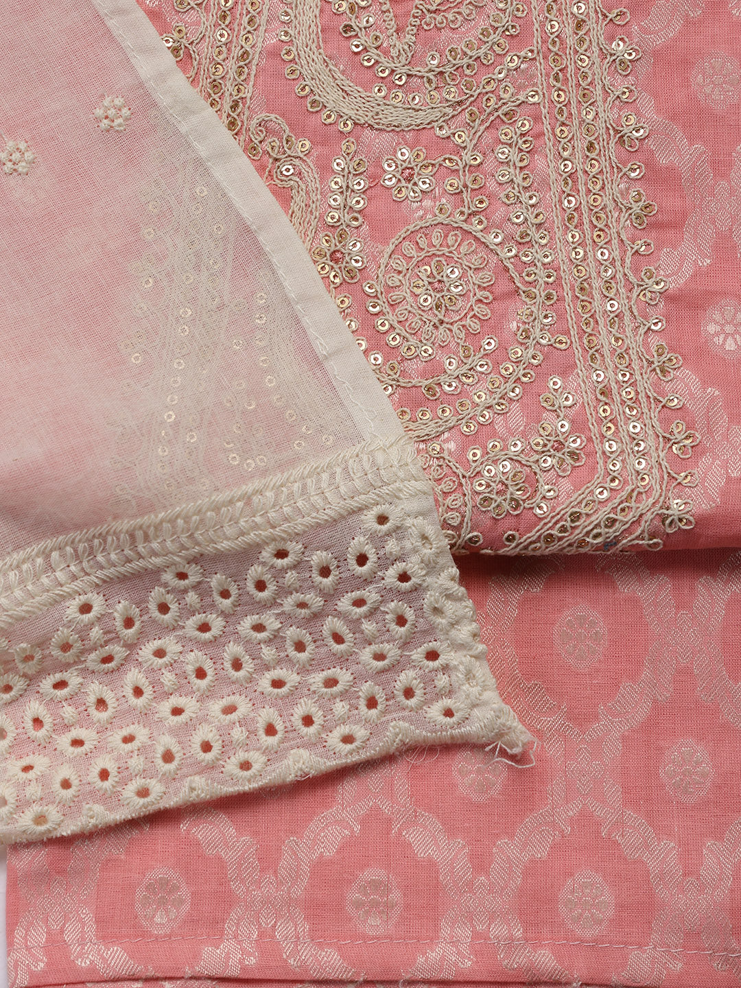 Woven Embroidered Cotton Blend Unstitched Suit With Dupatta