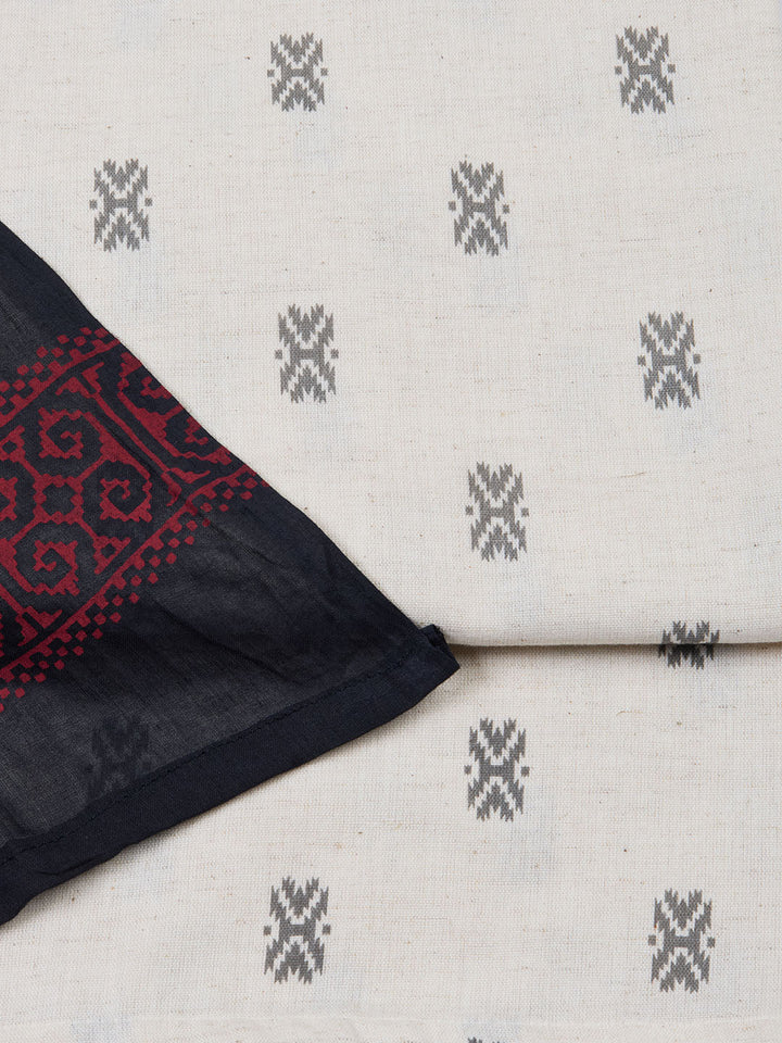 Printed Cotton Blend Unstitched Suit Piece With Dupatta