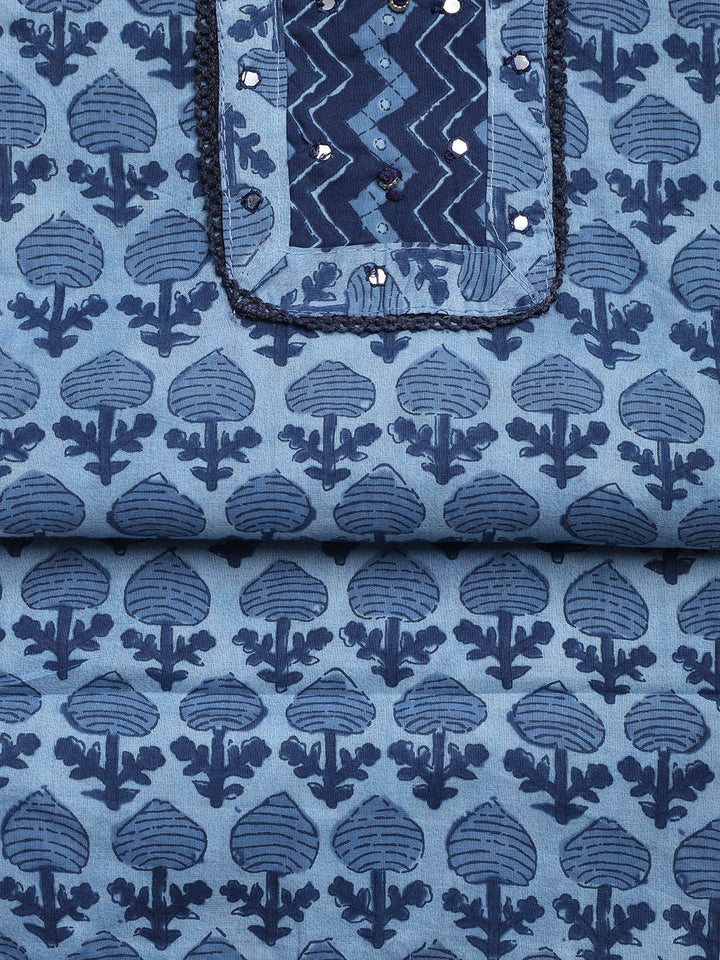 Printed Cotton Blend Unstitched Suit With Dupatta