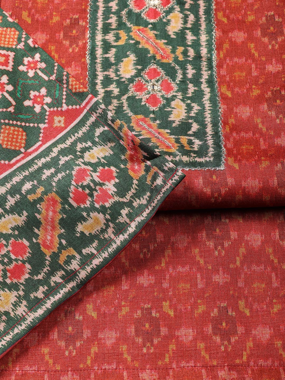 Printed Chanderi Unstitched Suit With Dupatta