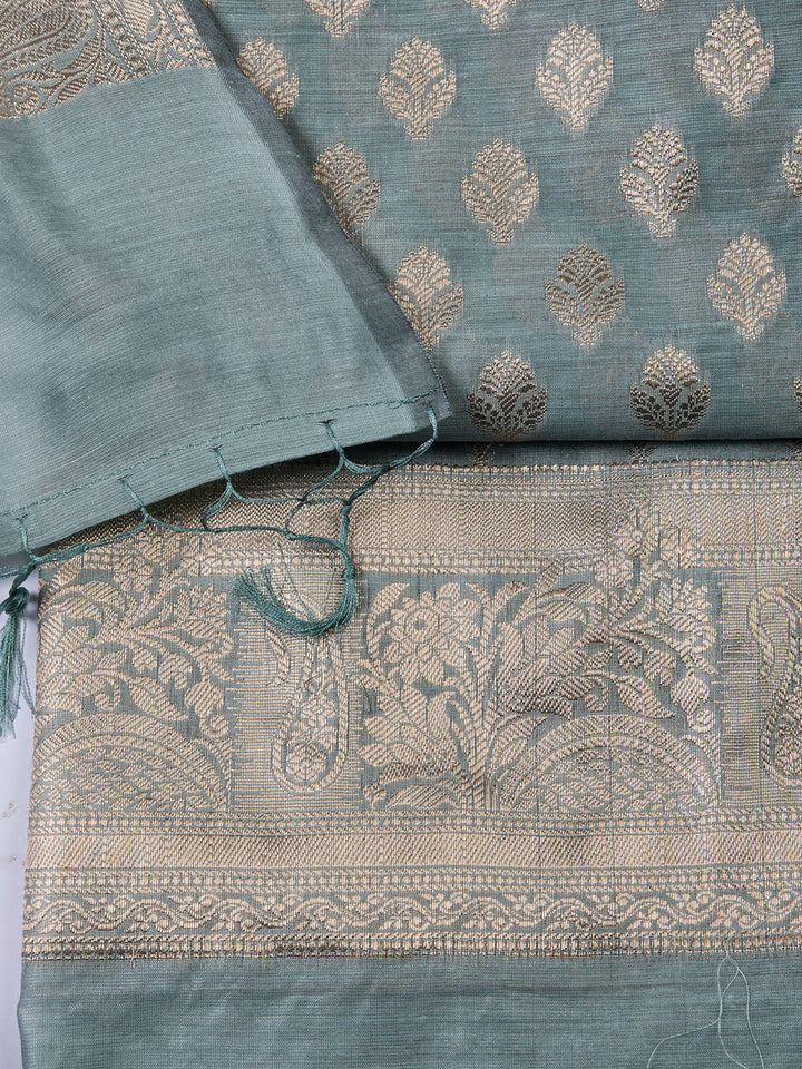 Woven Chanderi Unstitched Suit With Dupatta