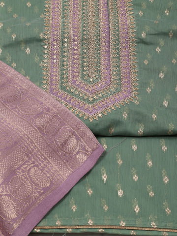 Neck Embroidered Unstitched Suit With Dupatta