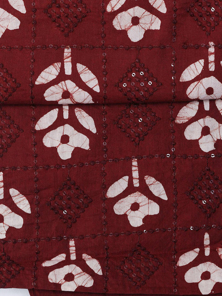 Printed Cotton Blend Unstitched Suit With Dupatta