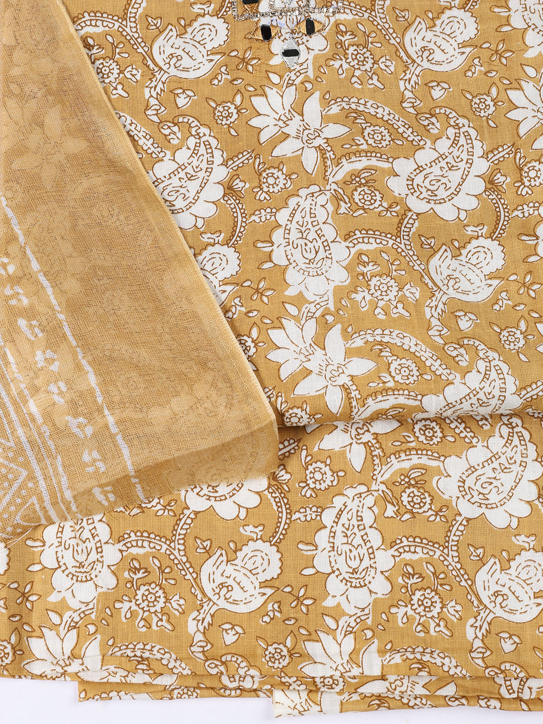 Printed Cotton Blend Unstitched Suit With Dupatta