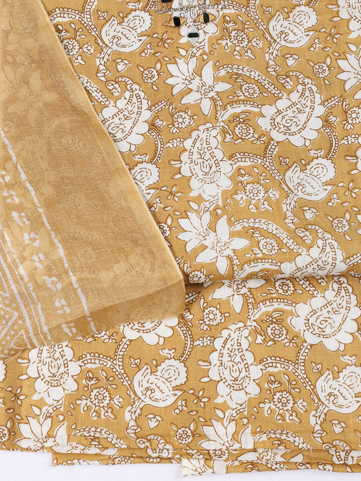 Printed Cotton Blend Unstitched Suit With Dupatta