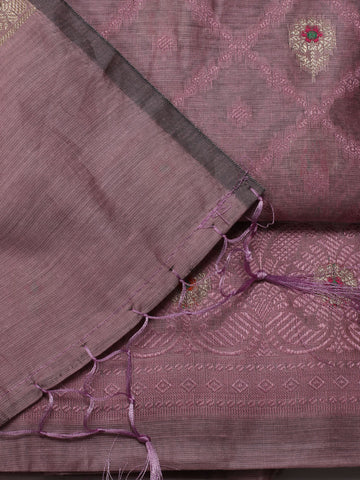 Woven Banarasi Chanderi Unstitched Suit With Dupatta