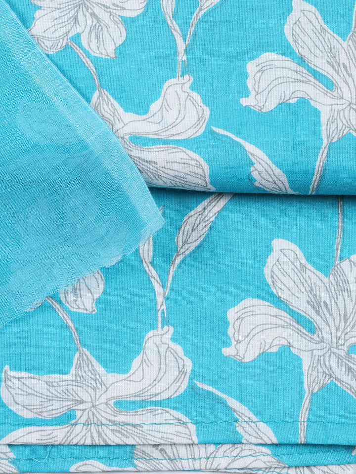Neck Patti Cotton Blend Unstitched Suit With Dupatta