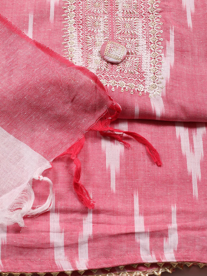 Neck Embroidered Cotton Blend Unstitched Suit Piece With Dupatta