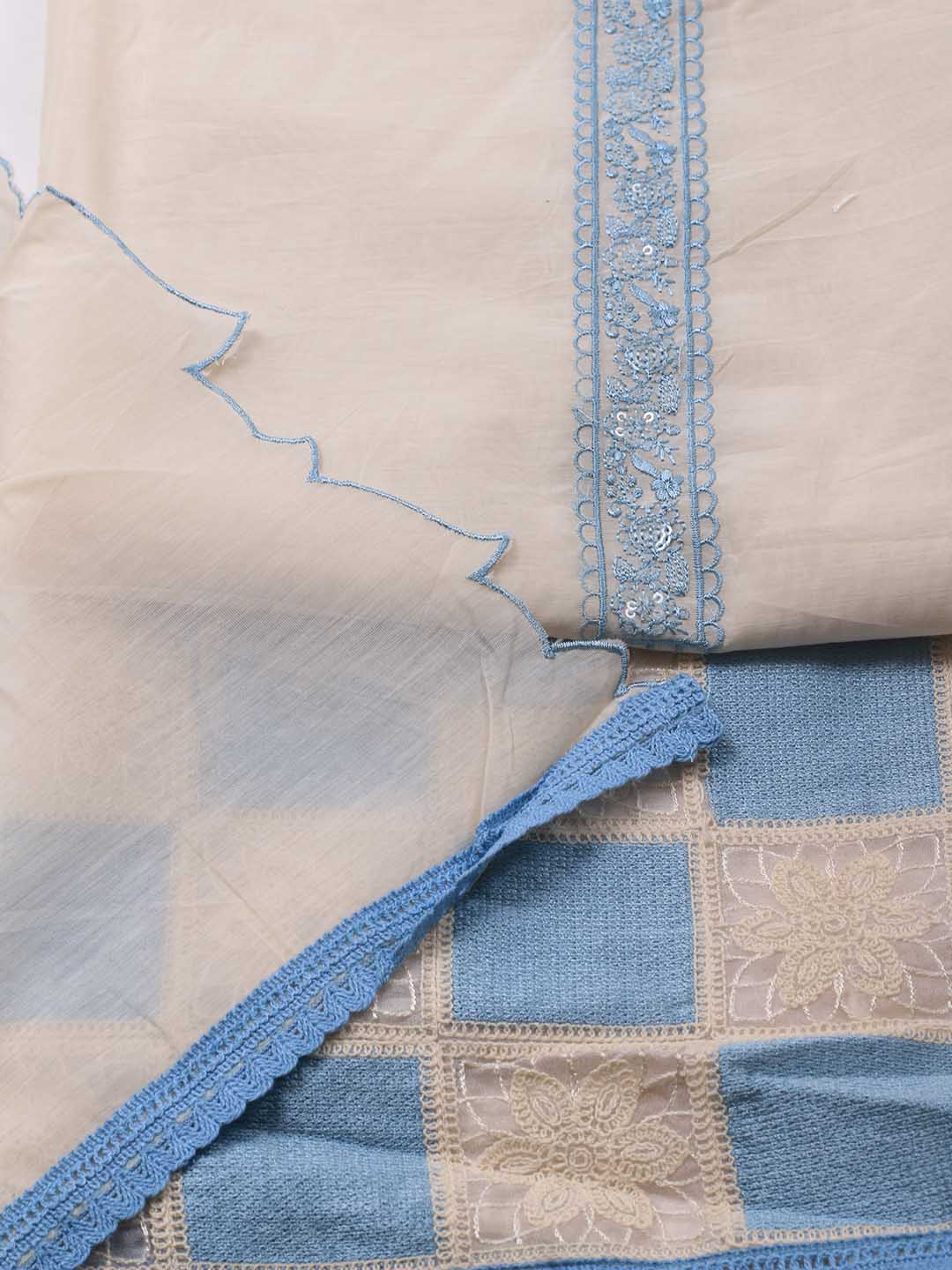 Embroidered Chanderi Unstitched Suit Piece With Dupatta