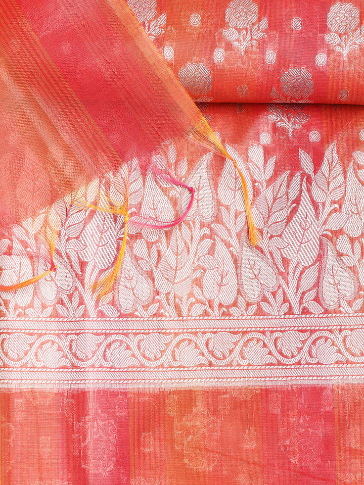 Woven Chanderi Unstitched Suit With Dupatta