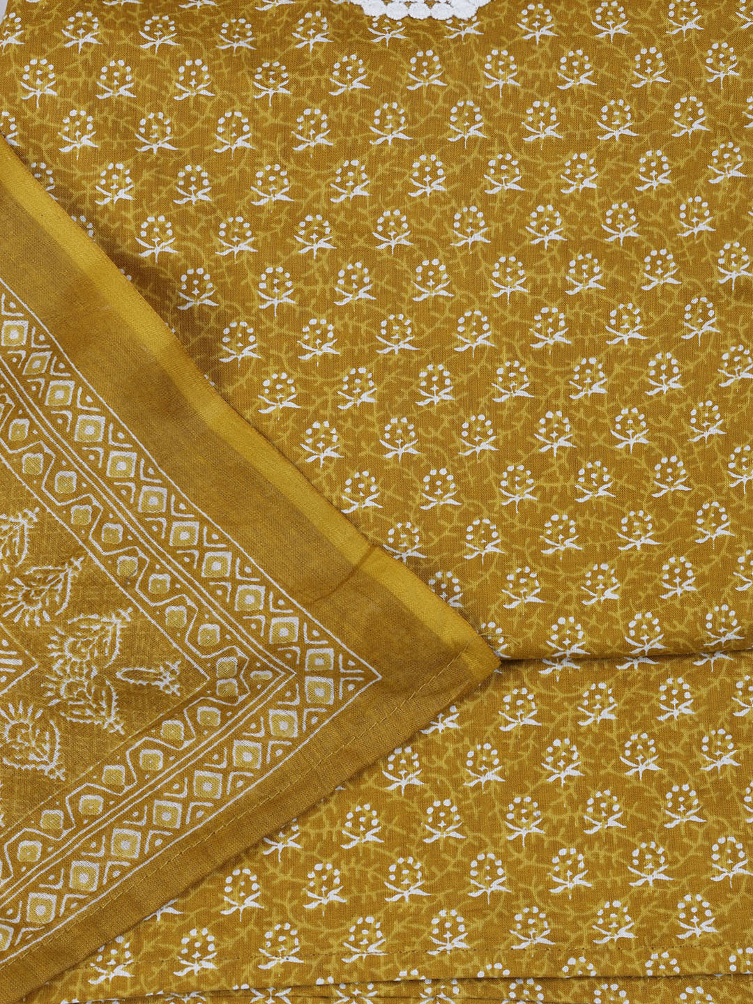 Neck Work Cotton Blend Unstitched Suit With Dupatta