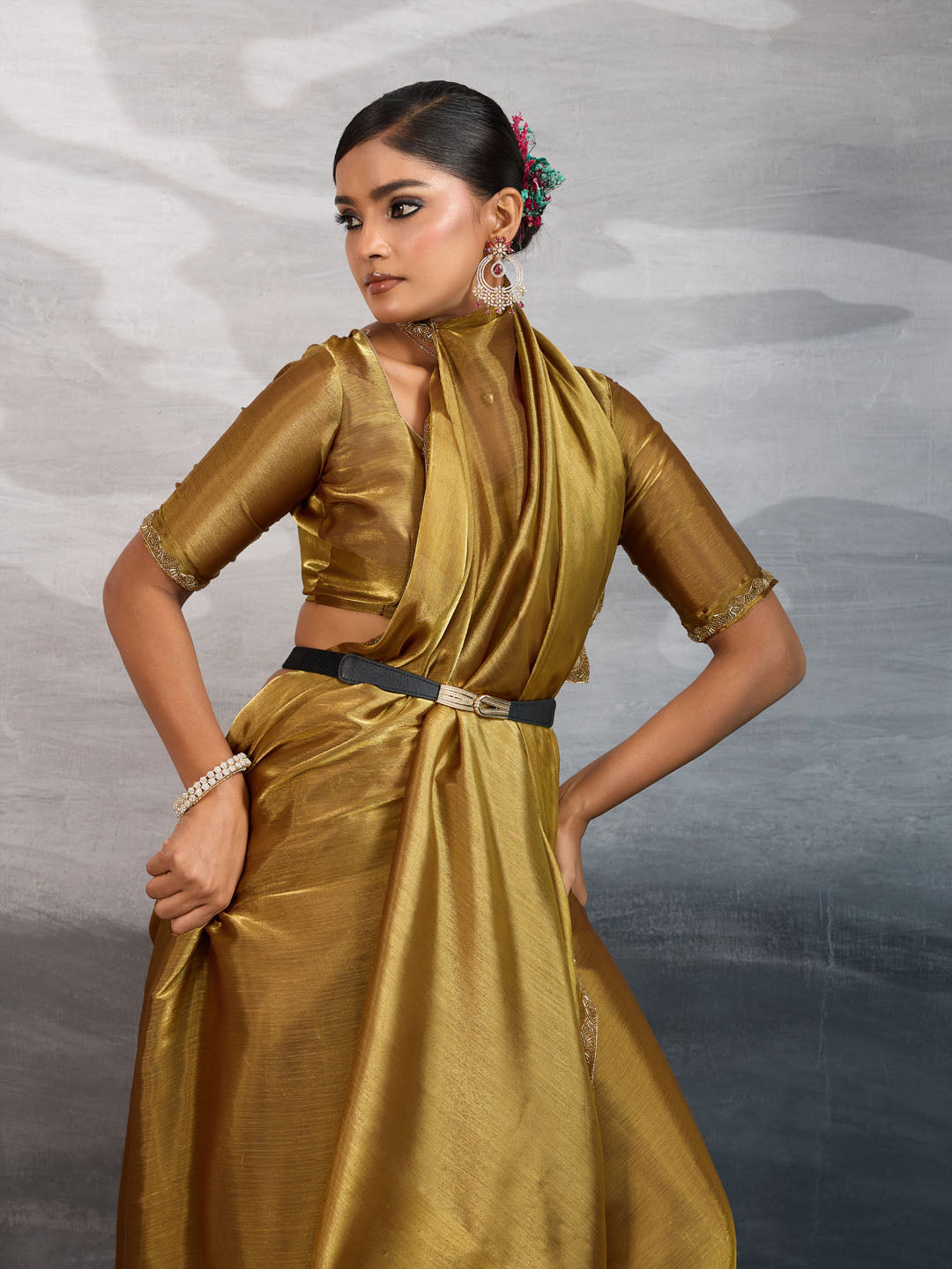 Embroidered Burberry Saree