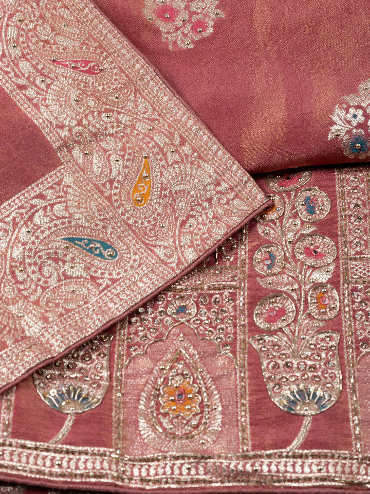Woven Tissue Unstitched Suit Piece With Dupatta