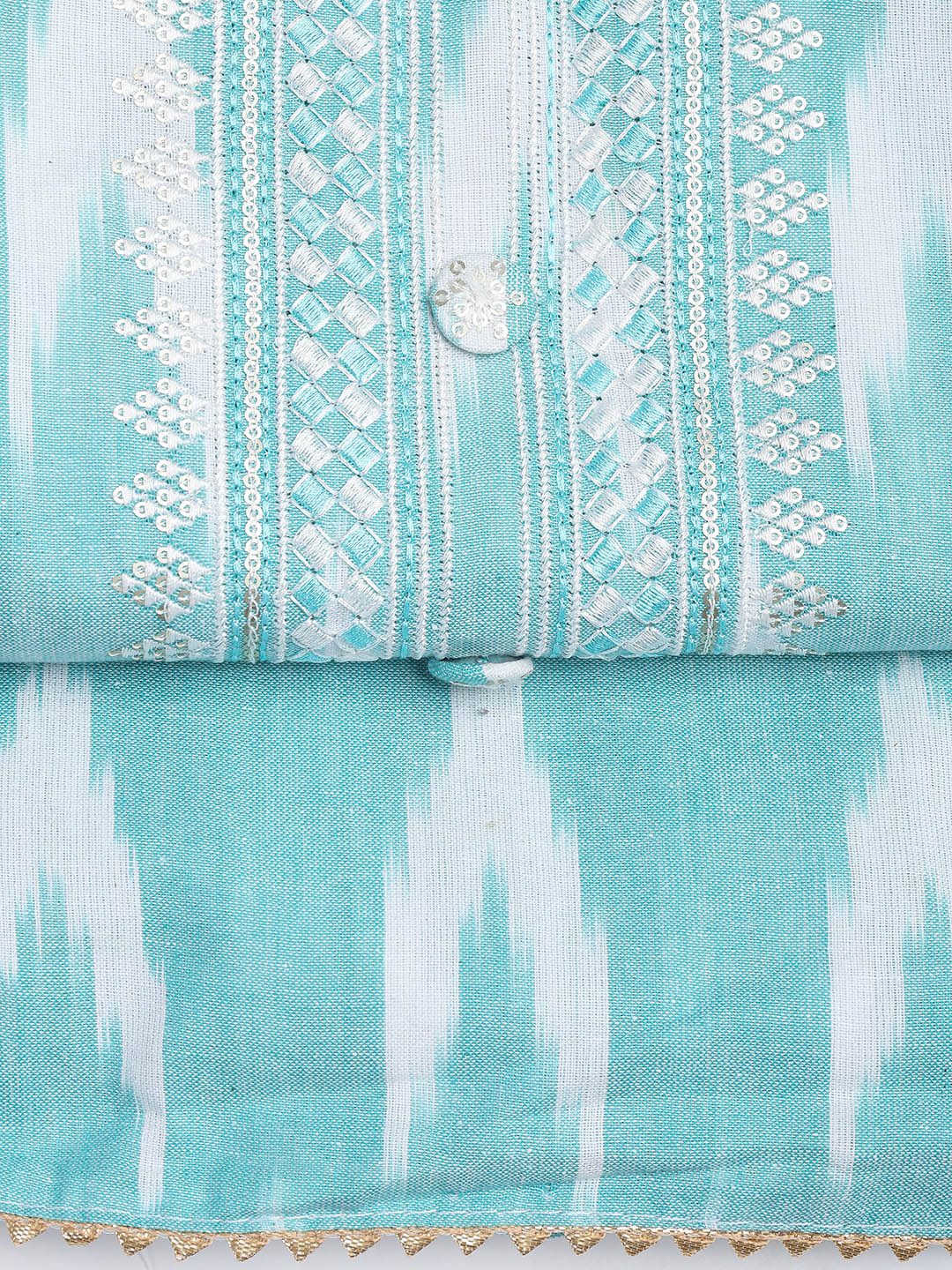 Neck Embroidered Cotton Blend Unstitched Suit Piece With Dupatta
