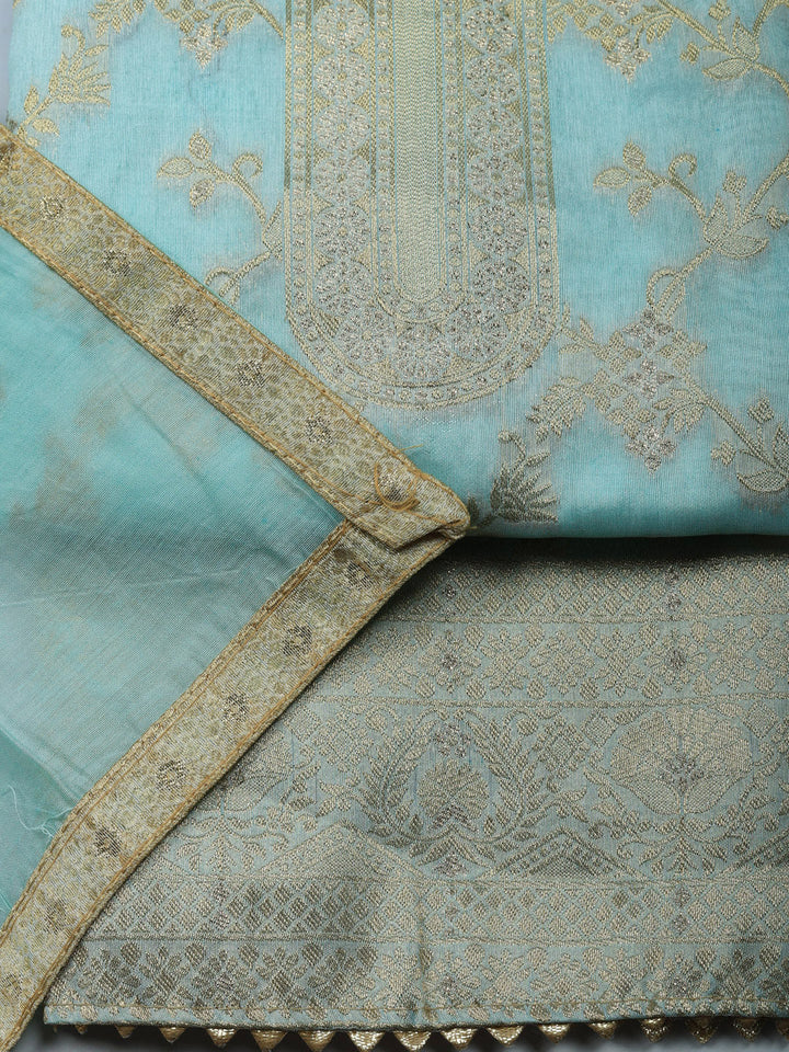 Embroidered Cotton Unstitched Suit With Pant &amp; Dupatta