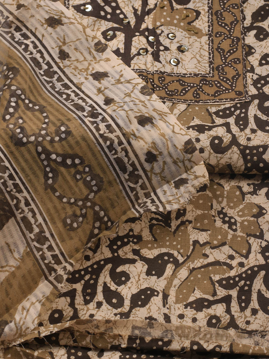 Printed Cotton Blend Unstitched Suit With Dupatta