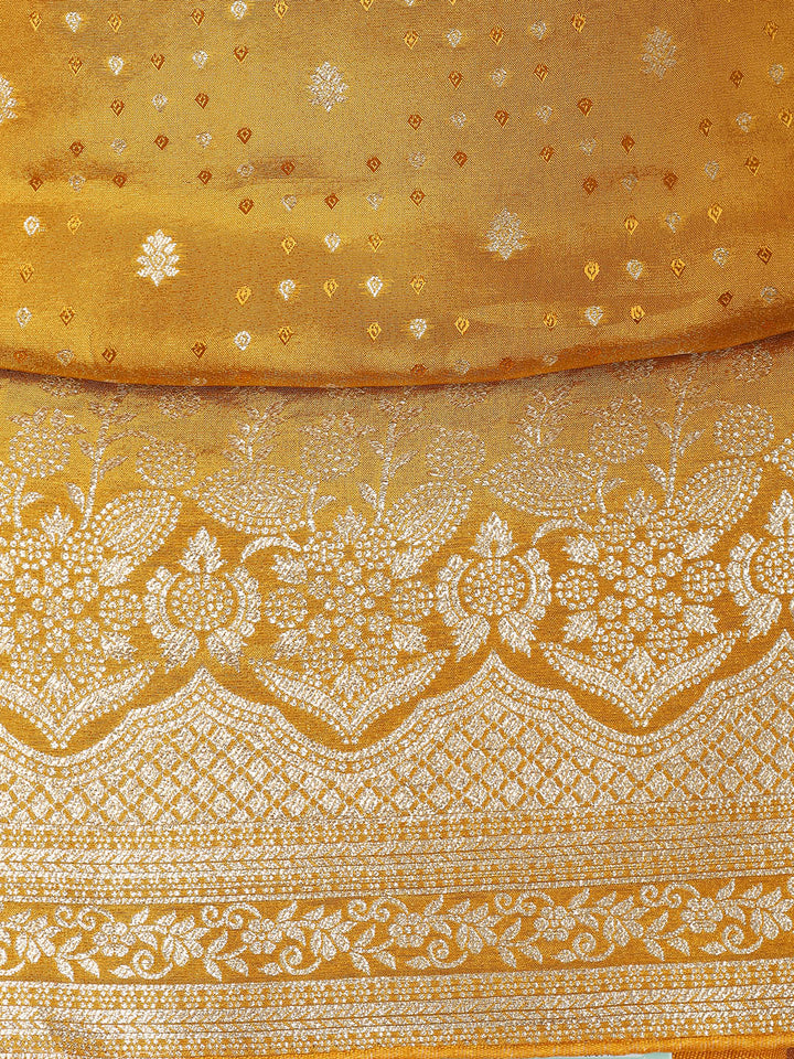 Embroidered Art Silk Unstitched Suit Piece With Dupatta