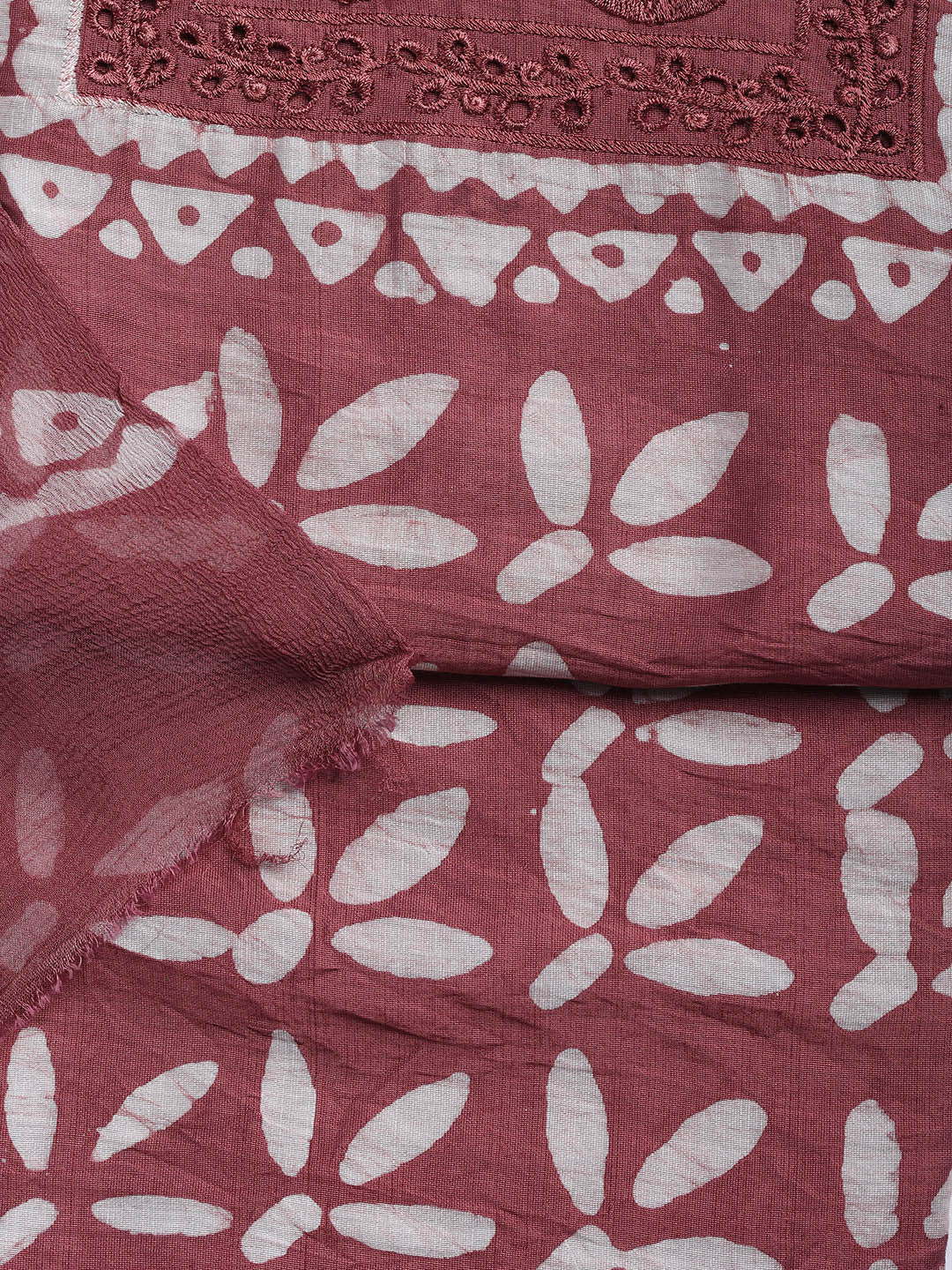 Printed Cotton Blend Unstitched Suit With Dupatta
