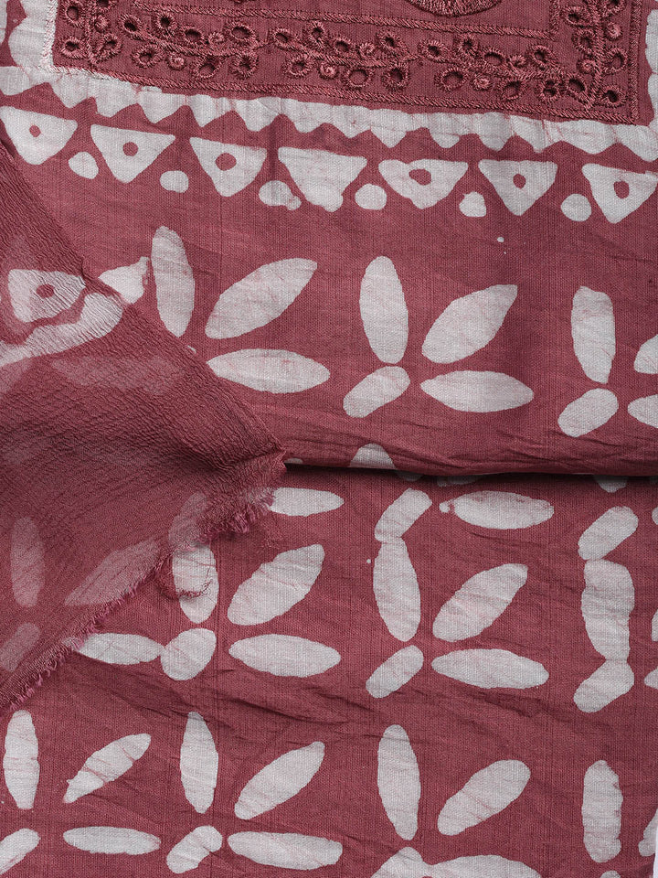 Printed Cotton Blend Unstitched Suit With Dupatta
