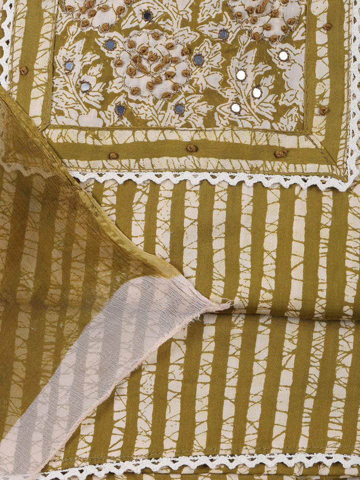 Neck Embroidery Cotton Unstitched Suit Dupatta