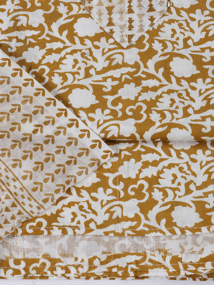 Printed Cotton Blend Unstitched Suit With Dupatta