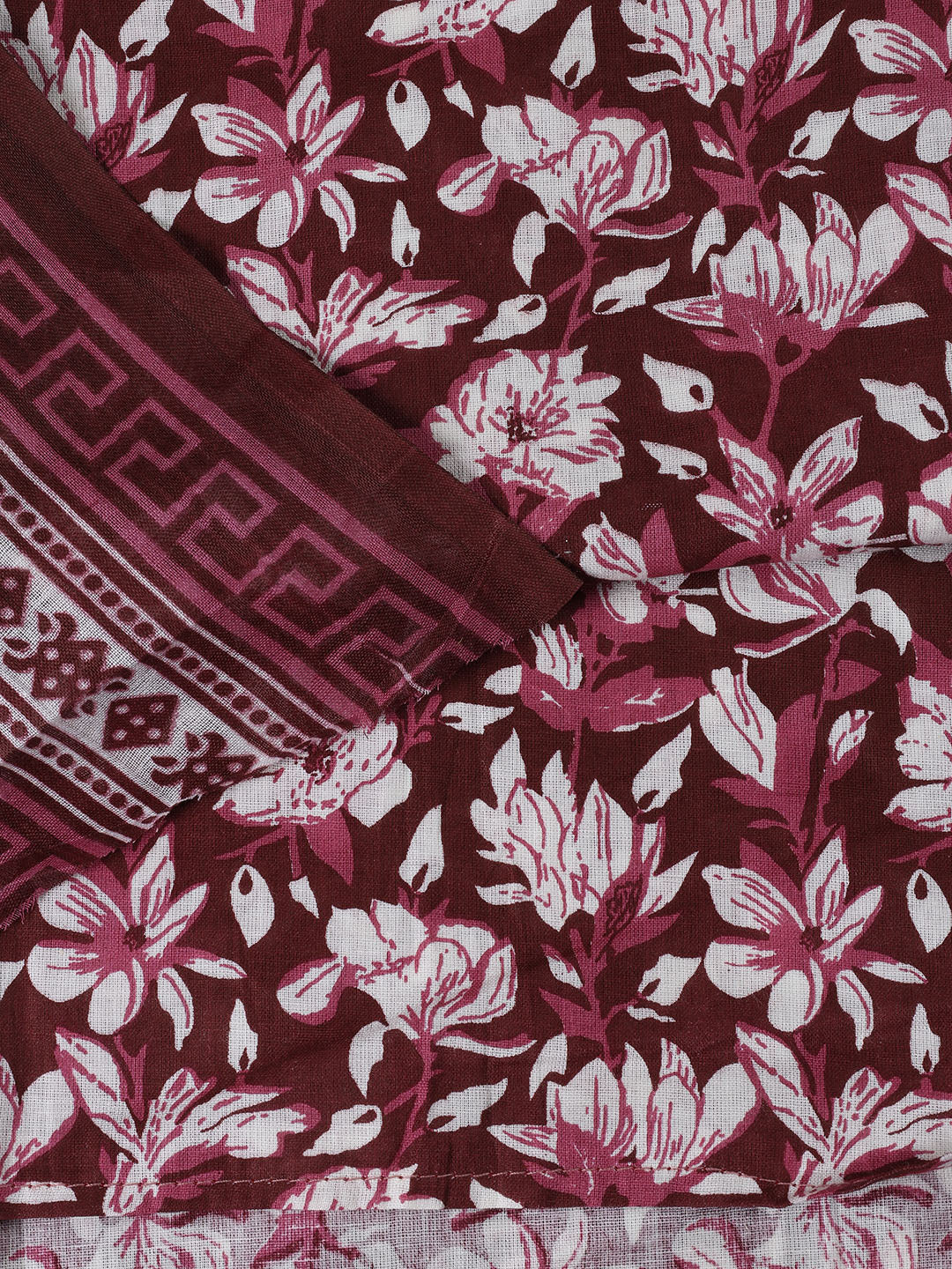 Printed Cotton Blend Unstitched Suit With Dupatta