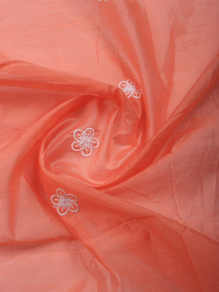 Embroidered Chanderi Unstitched Suit With Pant &amp; Dupatta