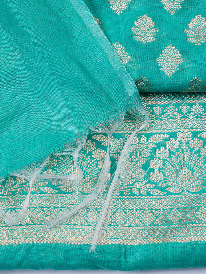 Woven Chanderi Unstitched Suit With Dupatta