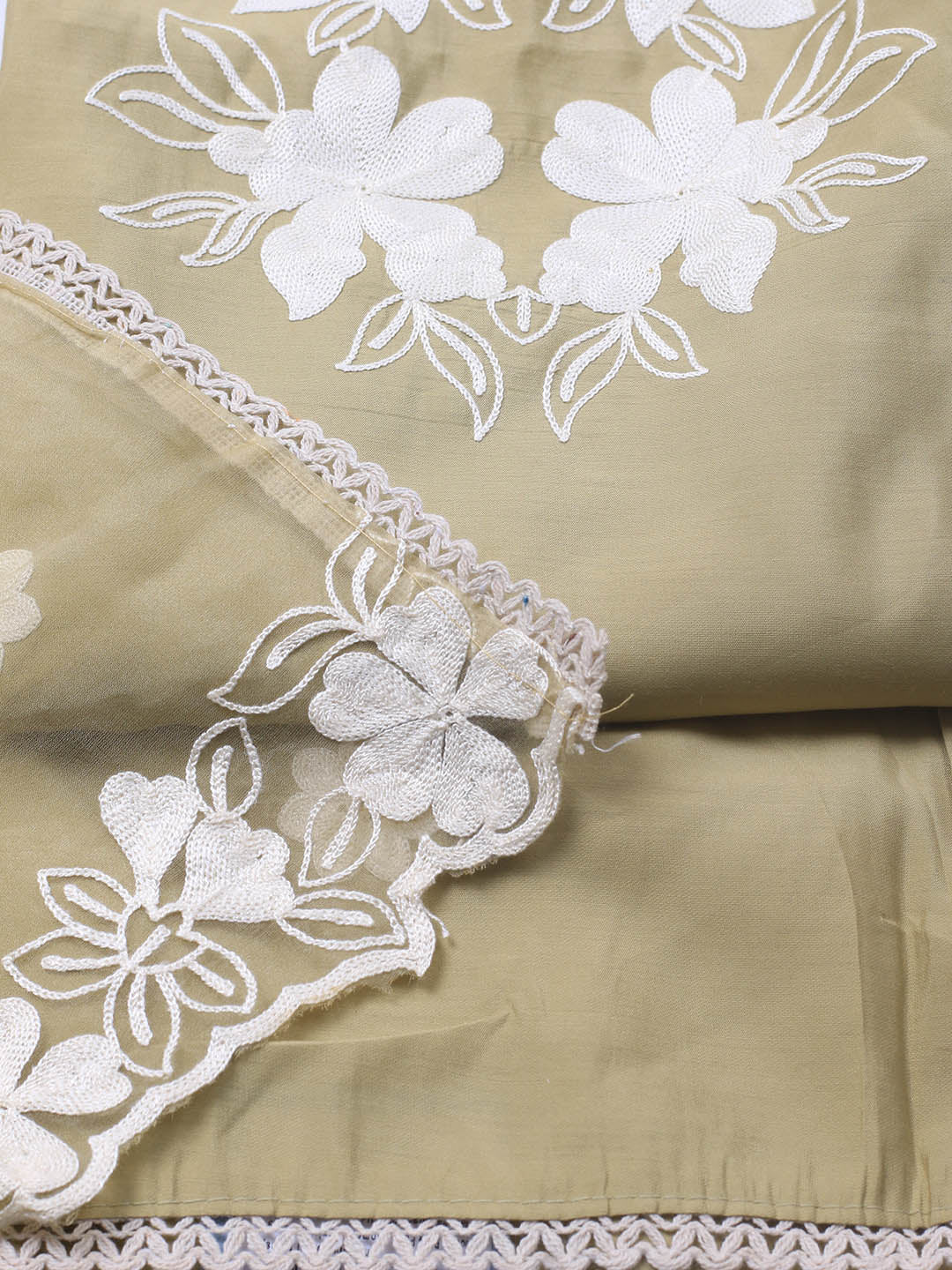 Neck Embroidery Chanderi Unstitched Suit With Dupatta