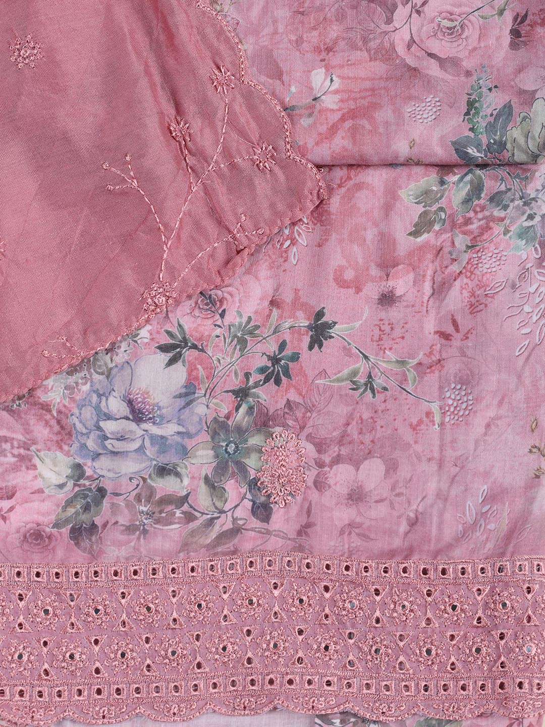 Printed Cotton Blend Unstitched Suit Piece With Dupatta
