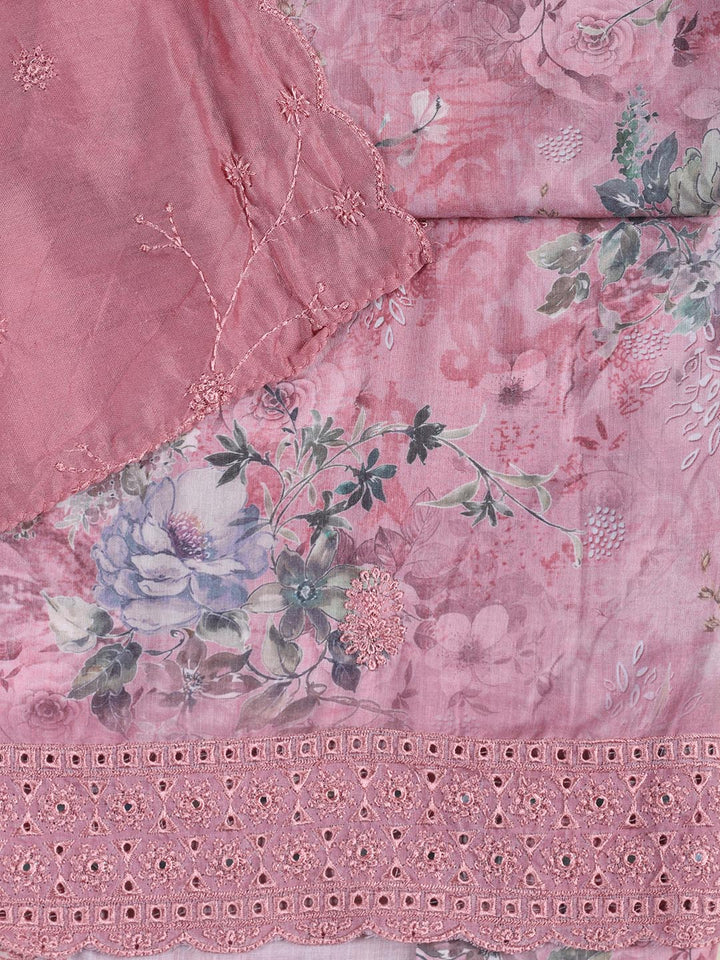 Printed Cotton Blend Unstitched Suit Piece With Dupatta