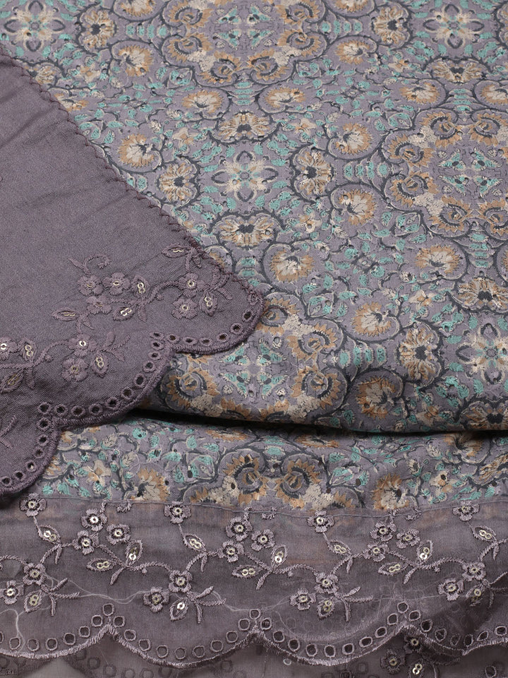Printed Cotton Blend Unstitched Suit Piece With Dupatta