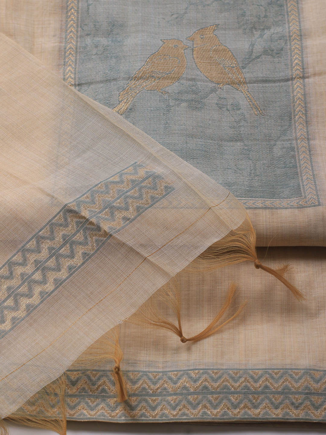 Jamdhani Chanderi Unstitched Suit Piece With Dupatta