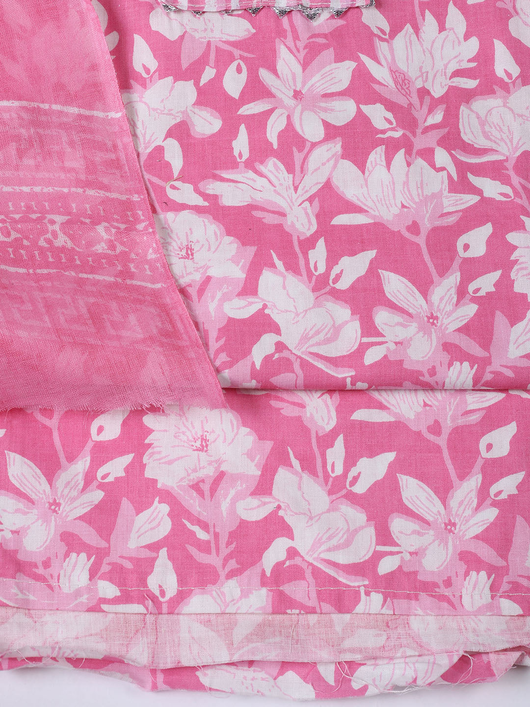 Neck Patti Cotton Blend Unstitched Suit With Dupatta
