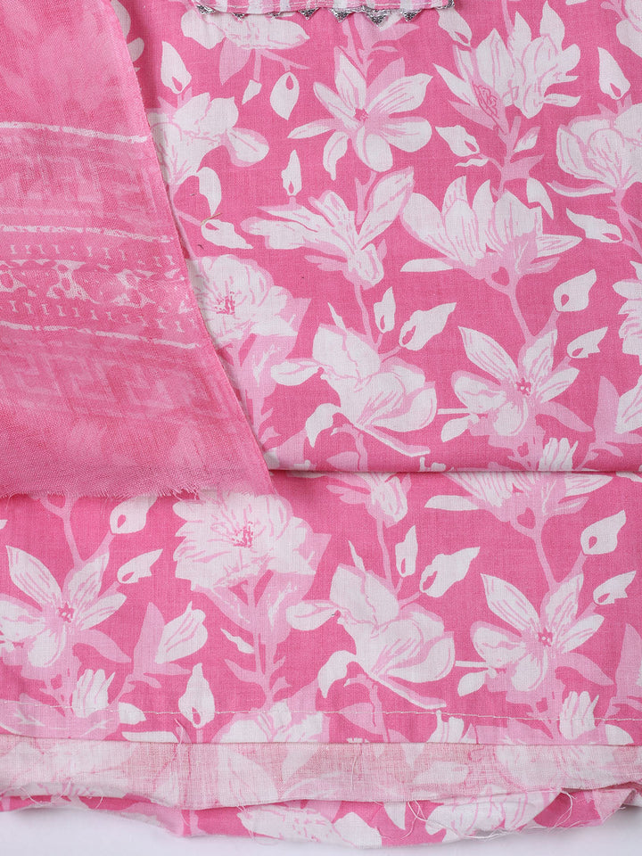 Neck Patti Cotton Blend Unstitched Suit With Dupatta