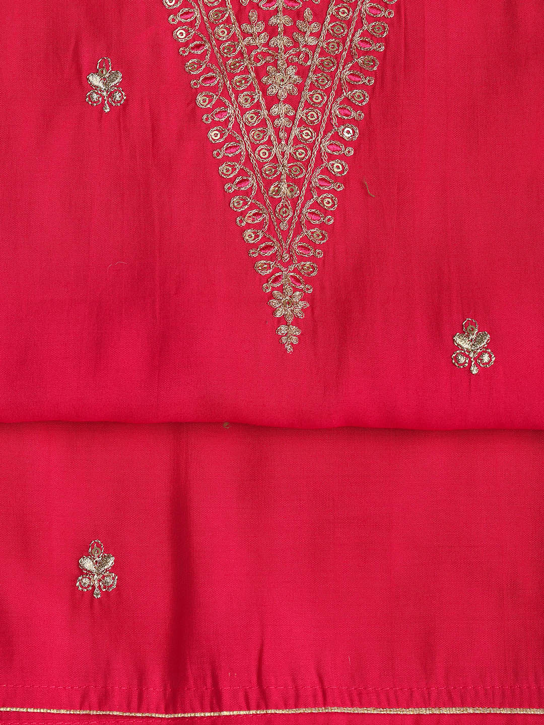 Embroidered Chanderi Unstitched Suit Piece With Dupatta