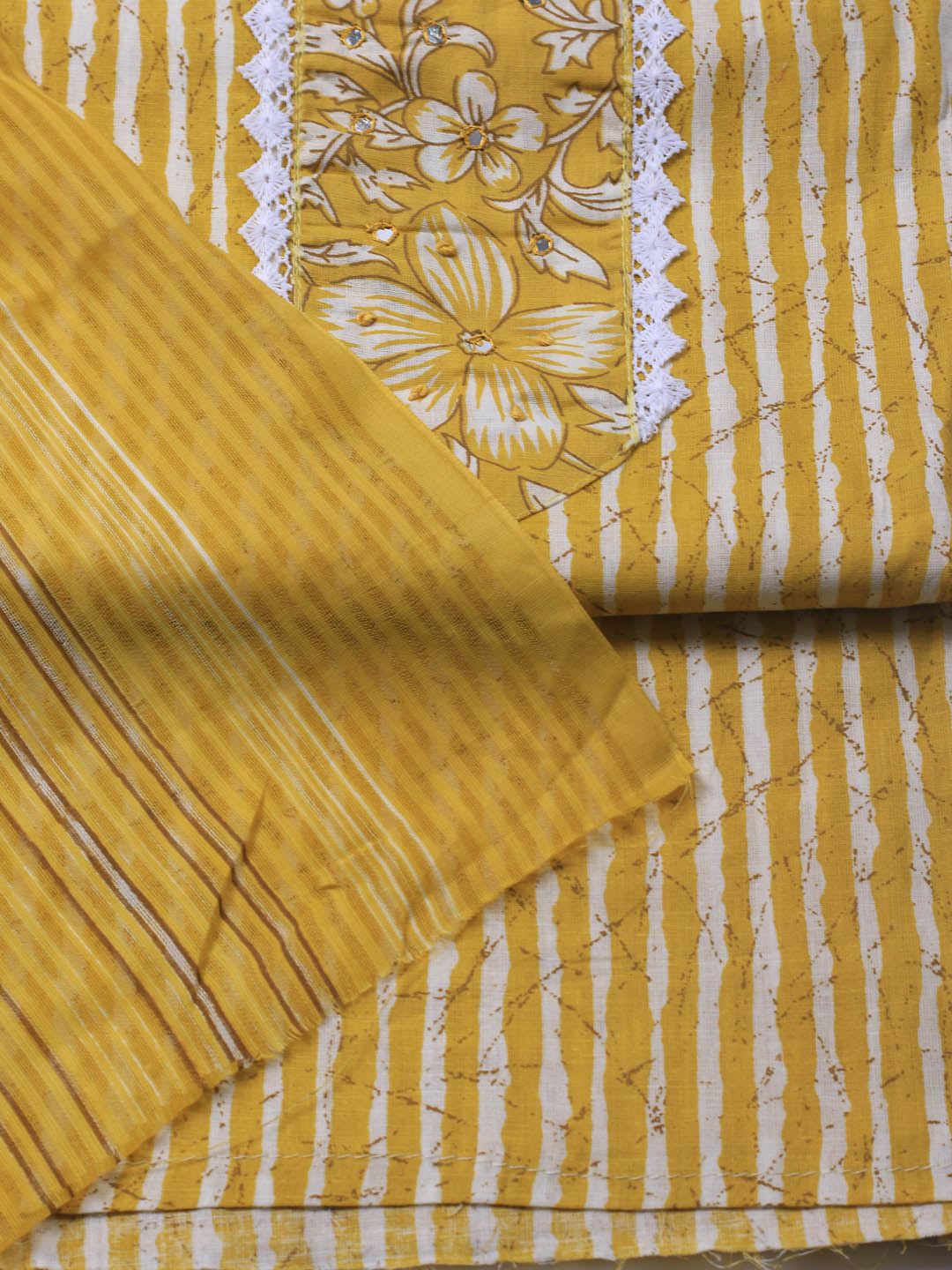 Printed Cotton Blend Unstitched Suit With Dupatta