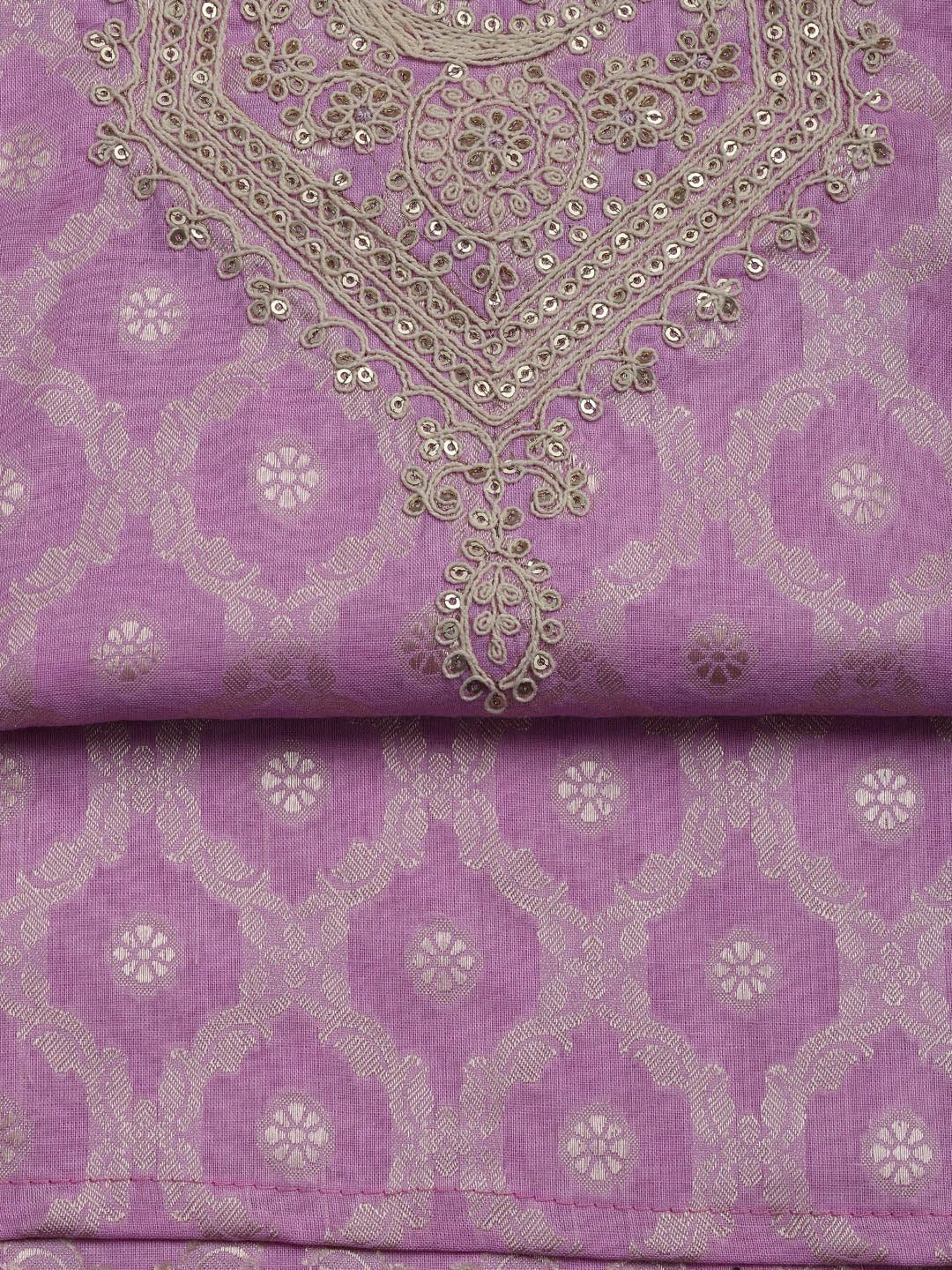 Woven Embroidered Cotton Blend Unstitched Suit With Dupatta