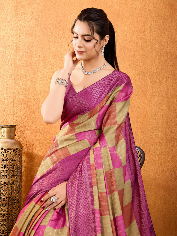 Zari Border Booti Woven Art Silk Saree