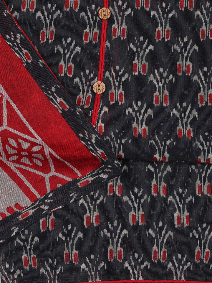 Printed Cotton Blend Unstitched Suit With Dupatta