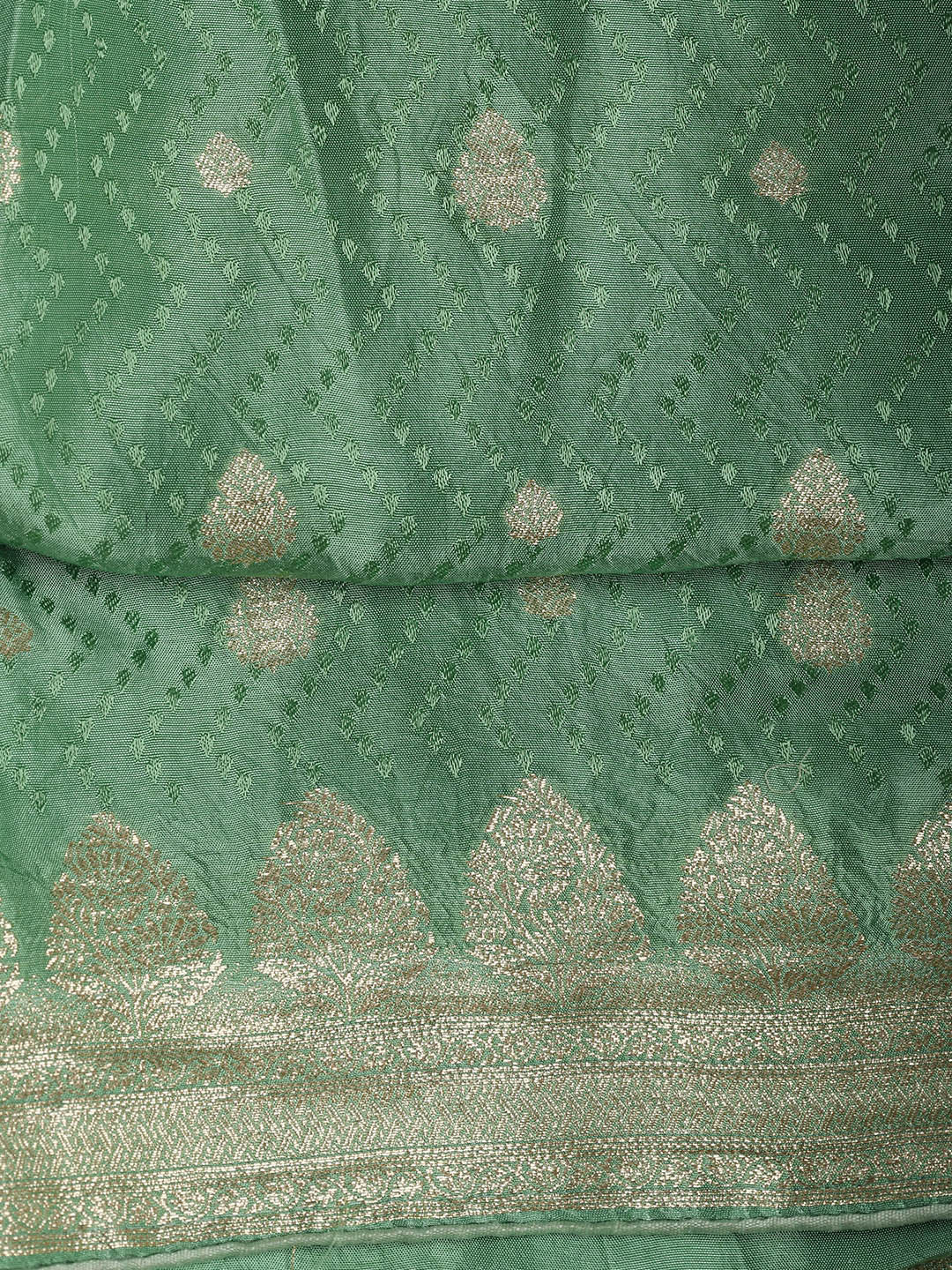 Woven Border Chanderi Unstitched Suit With Dupatta