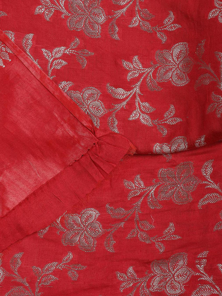 Floral Woven Chanderi Unstitched Suit With Dupatta