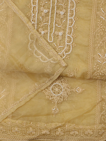 Neck Embroidered Organza Unstitched Suit With Dupatta