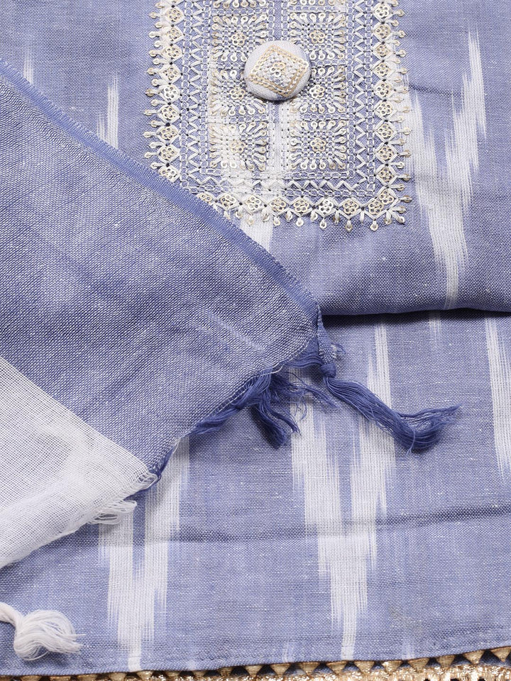 Neck Embroidered Cotton Blend Unstitched Suit Piece With Dupatta